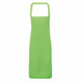 Premier's PR102 is a green apron featuring a neck strap and long front coverage, set against a white background.