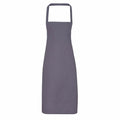 Product PR102 by Premier is a plain gray apron featuring a neck loop and a straight hemline, ideal for use in the kitchen or workshop.
