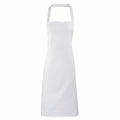 The Premier PR102 is a plain white apron with a neck strap and long front, displayed against a white background.