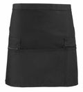 Premier PR105 black waist apron featuring two front pockets and a zipper detail.