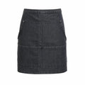 Premier's PR125 is a dark denim skirt featuring front pockets and a straight hemline.