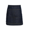 Premier's PR125 denim skirt features visible stitching and front pockets, presented on a white background.