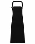Premier's PR130 black apron, featuring a neck strap and adjustable buckle, displayed against a white background.