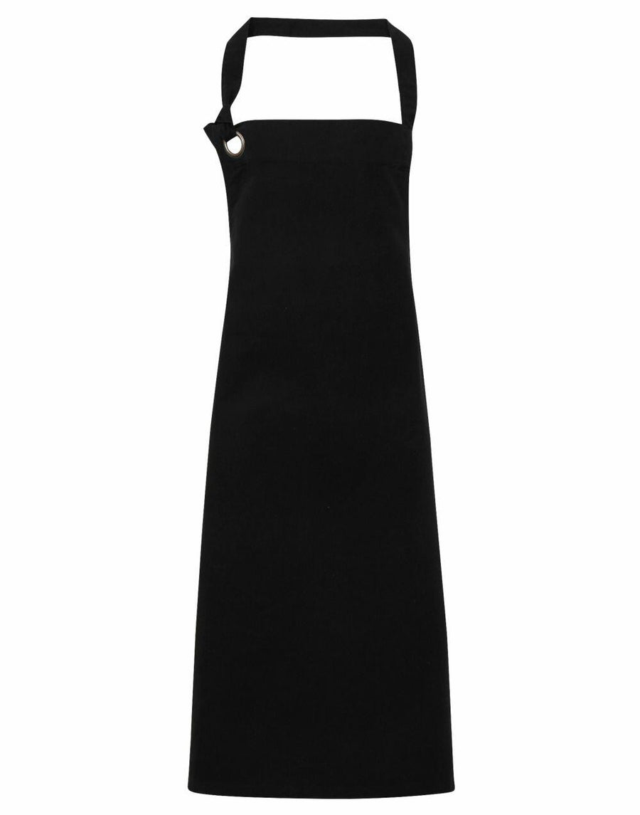 Premier's PR130 black apron, featuring a neck strap and adjustable buckle, displayed against a white background.