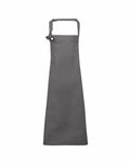 The Premier PR130 is a plain, dark gray apron featuring a neck loop and waist ties, displayed isolated on a white background.