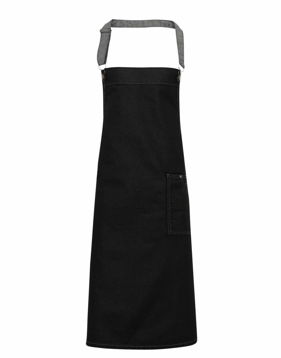 The Premier PR134 apron features a black color with an adjustable neck strap and a front pocket.
