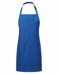 Display of Premier's PR145: a bright blue apron featuring a neck strap and waist ties set against a white background. It boasts a simplistic, clean design for an understated elegance.