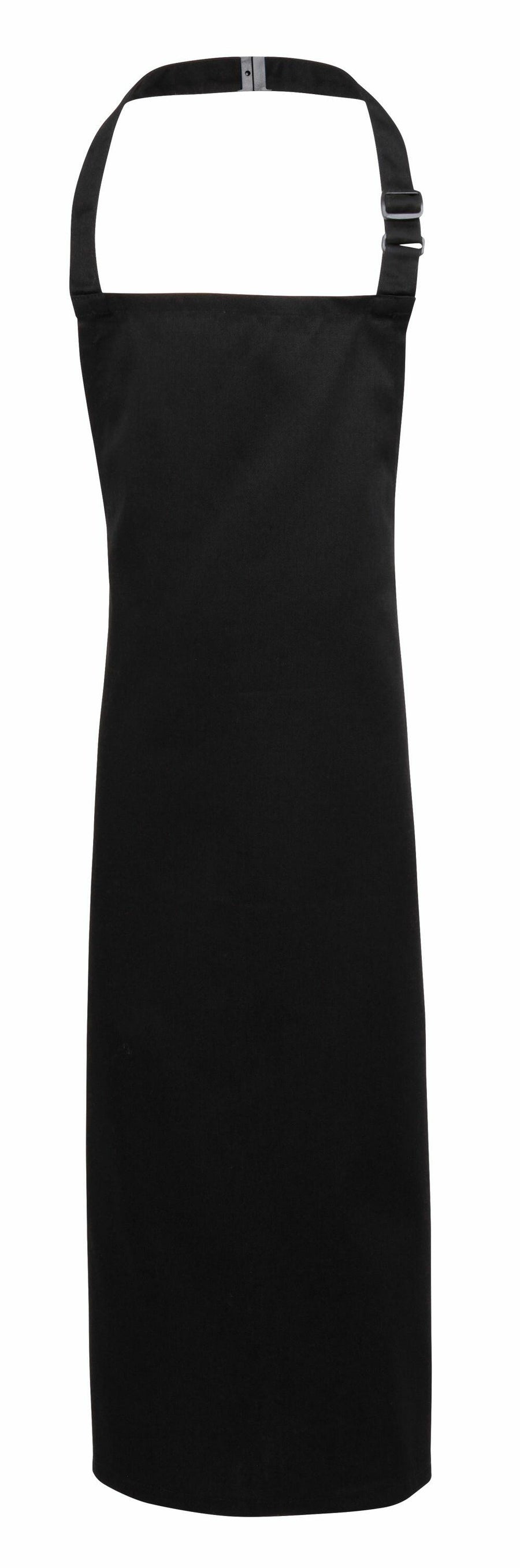Premier's PR149 is a black apron featuring an adjustable neck strap and a simple design.