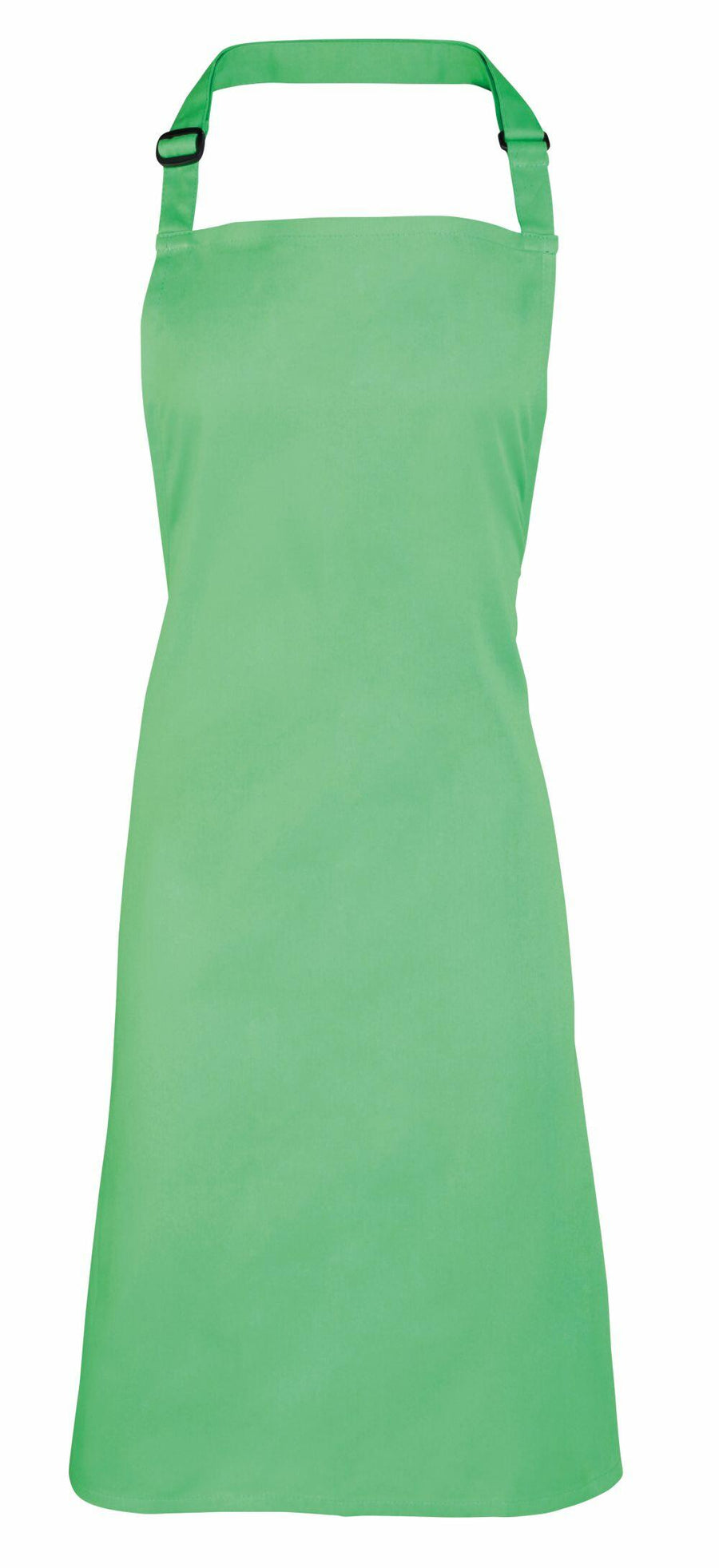 The Premier PR150 is a plain green apron featuring a neck strap and waist ties.