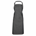 The Premier PR150 is a sleek, plain dark gray denim apron featuring an adjustable neck strap and extended front, perfect for use in the kitchen or workshop. It boasts a minimalist design without visible pockets or patterns.