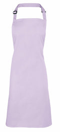 Displayed on a white background is the PR150, a lavender-colored apron by Premier featuring a neck strap and waist ties. This apron boasts a simple and plain design, perfect for kitchen or craft use.