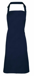 The Premier PR150 is a plain dark navy blue apron with an adjustable neck strap and a simple design, showcased against a white background.