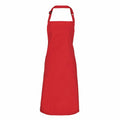 Premier's PR150 apron features a striking red color, an adjustable neck strap, and a long protective front.