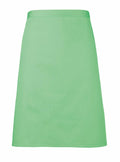 The Premier PR151 apron in plain green features a waist tie and is displayed against a white background.