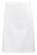 The PR151 by Premier is a plain white knee-length skirt featuring a straight fit. It seems to be crafted from a light, smooth fabric, making it suitable for both casual and professional settings.