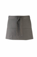 The Premier PR155 is a dark gray, waist-high apron with a tied strap at the front, featuring two lower pockets and displayed flat against a white background.