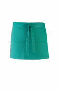 The Premier PR155 is a green waist apron with a front tie and two large pockets.