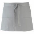 Introducing the Premier PR155: a gray apron featuring a front tie and two spacious pockets.
