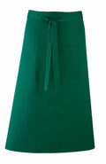Premier PR158 waist apron in green, featuring a front pocket and tie straps.
