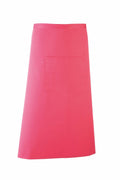 A vibrant pink apron, Premier's PR158, featuring a single front pocket and displayed against a plain white background.