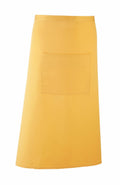 The Premier PR158 is a vibrant yellow apron featuring one generous pocket on the front. It boasts a straightforward, timeless design and is displayed against a solid white background.
