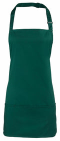 Premier's PR159 green apron features a neck strap and a front pocket.