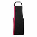 Premier PR162 apron, black with a pink side panel and an adjustable neck strap.