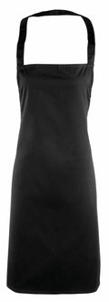 Premier's PR165 is a black apron featuring a halter neck and a plain design.