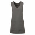 Premier's PR177 dress features a sleeveless design, V-neckline, and two front pockets in a sleek gray color.