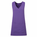 The Premier PR177 is a sleeveless dress in purple, featuring a V-neck and a straight cut. Its design is simple with minimal detailing, making it perfect for casual or semi-formal occasions.