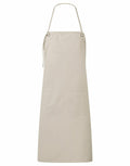 A Premier PR181 apron in beige featuring an adjustable neck strap and front pocket.