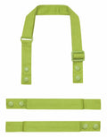 Premier's PR191 set of green adjustable replacement straps includes three pieces: one long strap equipped with a buckle and snap buttons, along with two shorter straps featuring snap buttons.