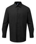 A plain black, long-sleeve button-up shirt from the Shirts collection with a collar, shown front-facing on a white background and fully fastened.