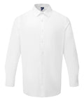A white shirt long-sleeve button-up with a collar, shown neatly against a white background.