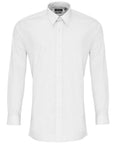 A long-sleeved white dress shirt, model PR204 from Premier, featuring a classic collar and front button closure.