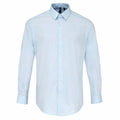 PR207 long-sleeve button-up shirt by Premier, in light blue with a pointed collar, displayed against a white background.