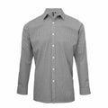 Premier's PR220 is a long-sleeved, gray checkered button-up shirt featuring a classic collar.