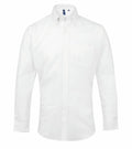 Product Name: PR234 by Premier - A white long-sleeve dress shirt with a button-down collar and a single chest pocket, showcased against a plain background.
