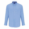 The Premier PR238, a light blue, long-sleeve button-up shirt with a button-down collar, is displayed against a white background.