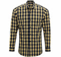 The Premier PR250 is a long-sleeved, button-up shirt featuring a yellow and black checkered pattern.