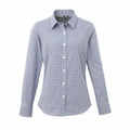 The PR320 by Premier is a blue and white checkered button-up shirt featuring a collar and long sleeves.