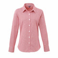 Introducing the PR320 shirt from Premier: a red and white checkered, long-sleeve button-up shirt complete with a classic collar. Photographed against a simple white backdrop.