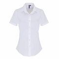 The Premier PR346 is a short-sleeved, white button-up shirt featuring a classic collar, designed with a tailored fit and neatly pressed, making it ideal for formal or business casual occasions.