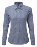 Premier's PR352 is a blue and white checkered long-sleeve button-up shirt with a collar.