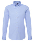 A tailored light blue long-sleeve button-up shirt with a collar and white buttons, shown on a plain white background. No visible patterns or logos.