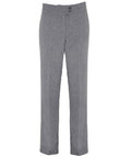 Premier's PR536 dress pants feature a subtle pinstripe pattern in gray and two buttons at the waistband.
