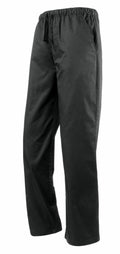Premier's PR553 pants in black feature a loose fit, straight legs, and an elastic waistband.