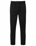 Premier PR557 jogger pants in black featuring an elastic waistband, drawstring, and cuffed ankles.