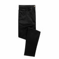 A pair of Premier PR560 folded black jeans featuring a button closure and pockets, showcased on a white background.