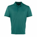 A Premier PR615 polo shirt in dark green, featuring a collar, three buttons, and short sleeves.